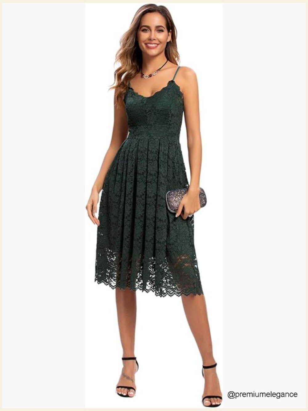 Women's V-Neck Sleeveless A-Line Lace Cocktail Formal Wedding Guest Dress